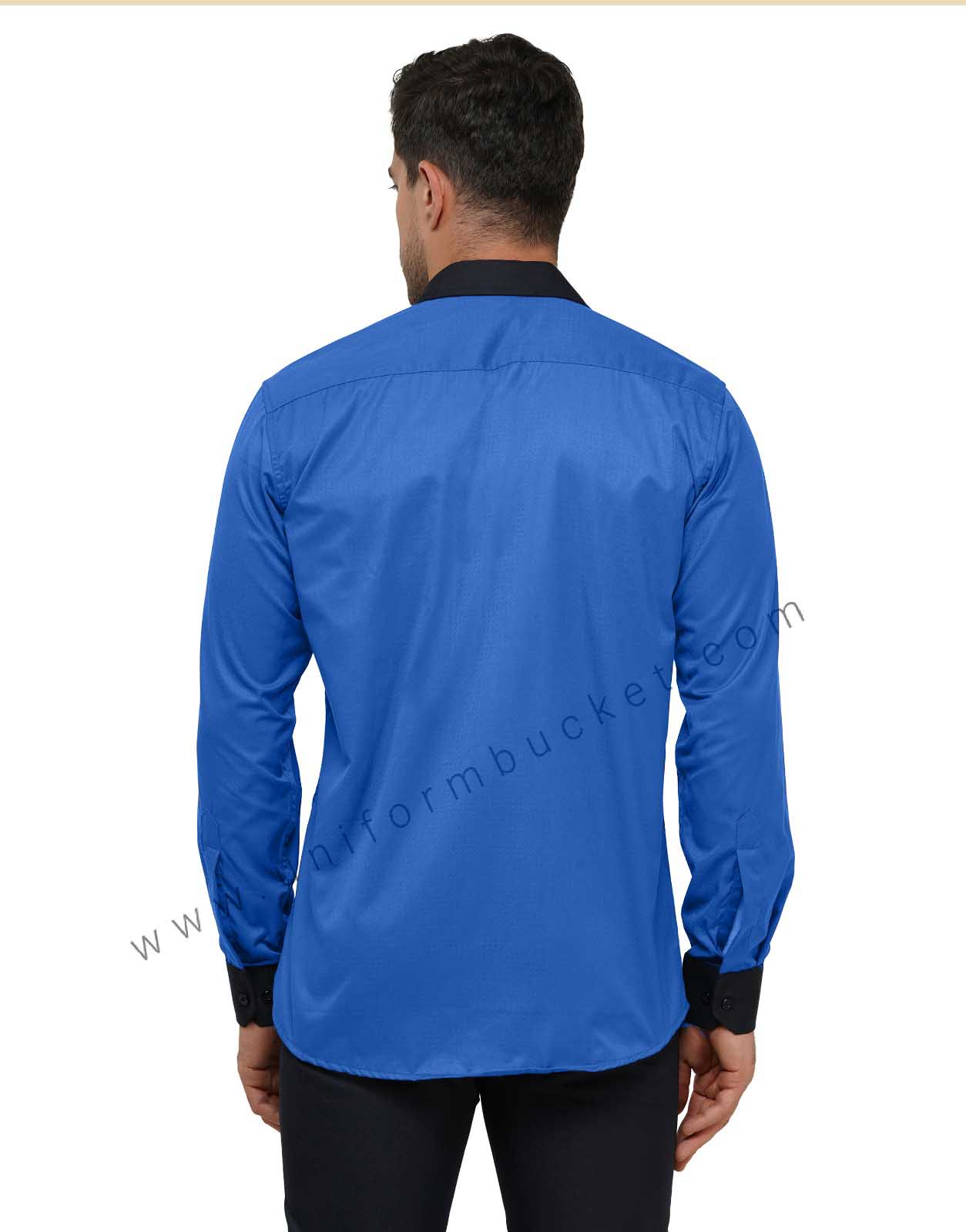 ROYAL BLUE DOTTED MALE SHIRT WITH DARK NAVY BLUE TRIM thumbnail 3